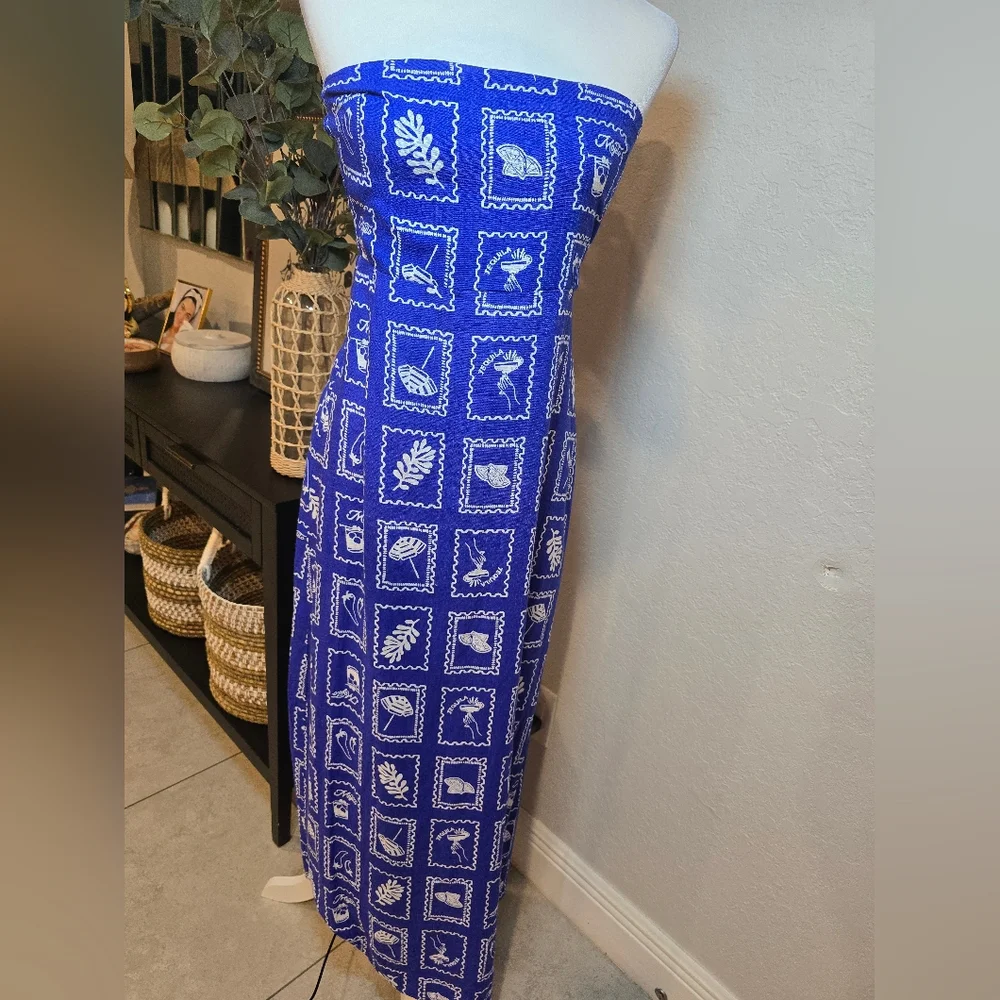 Paper Heart Australia Linen Blend Royal Blue Maxi Dress - Picture 2 of 6